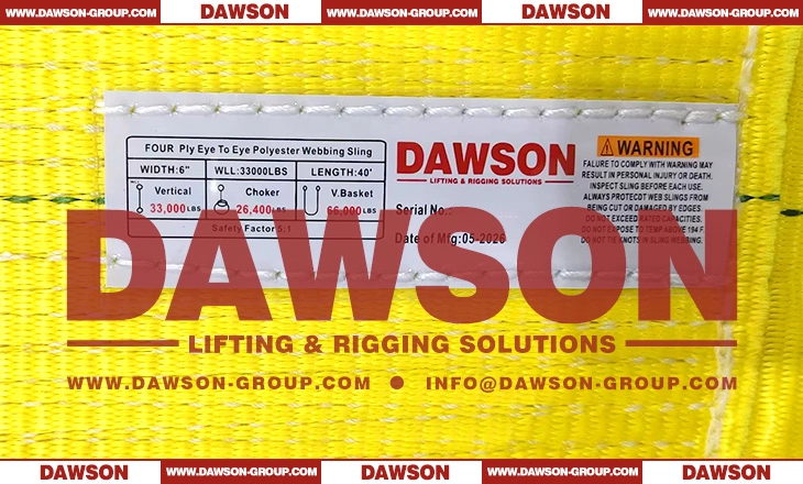 1 Inch x 3 Layers x 4,650 LBS Class 7 Synthetic Webbing Sling (ASME B30.9), WSTDA-WS-1 Three Ply Eye & Eye Web Sling - Dawson Group Ltd. - China Manufacturer, Supplier, Factory. 1 Inch x 3 Layers x 4,650 LBS Class 7 Synthetic Webbing Sling (ASME B30.9), WSTDA-WS-1 Three Ply Eye & Eye Web Sling - Dawson Group Ltd. - China Manufacturer, Supplier, Factory.