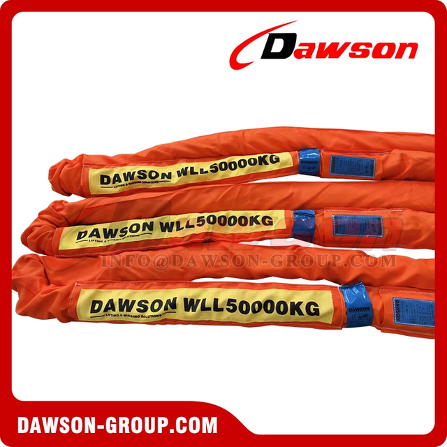 WLL 50 Ton x 6m Bridge Construction Polyester Round Sling to AS 4497 | High Load Circular Lifting Sling