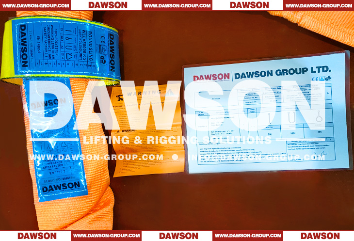 WLL 50 Ton 5m Polyester Round Slings to EN 1492-2 Heavy Duty Endless Web Slings for Industrial Crane Hoist - Dawson Group Ltd.