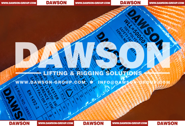 WLL 50 Ton 3.5m Polyester Round Slings to EN 1492-2 Heavy Duty Endless Web Slings- Dawson Group Ltd.